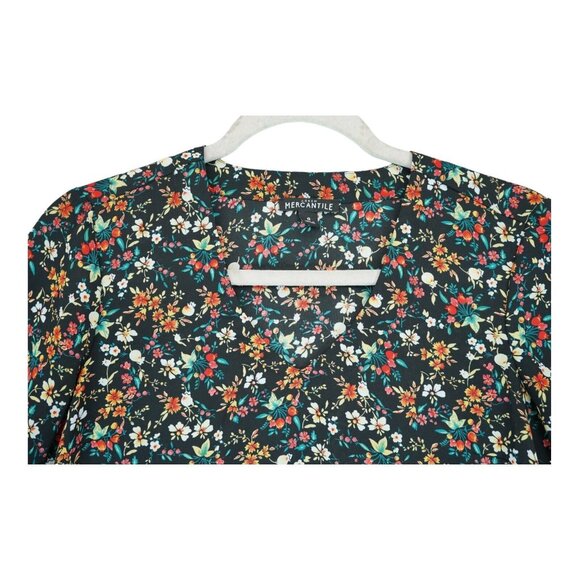 J. Crew Mercantile Ditsy Floral Flared Bell-Sleeve Bow Cuff V-Neck Blouse Size 0 - Picture 5 of 7